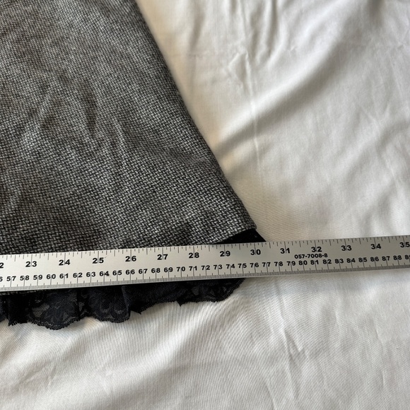 LeComte Women's 12 Wool/Silk Midi Skirt Lace Trim Gray/Black Flare Lined - Picture 11 of 12